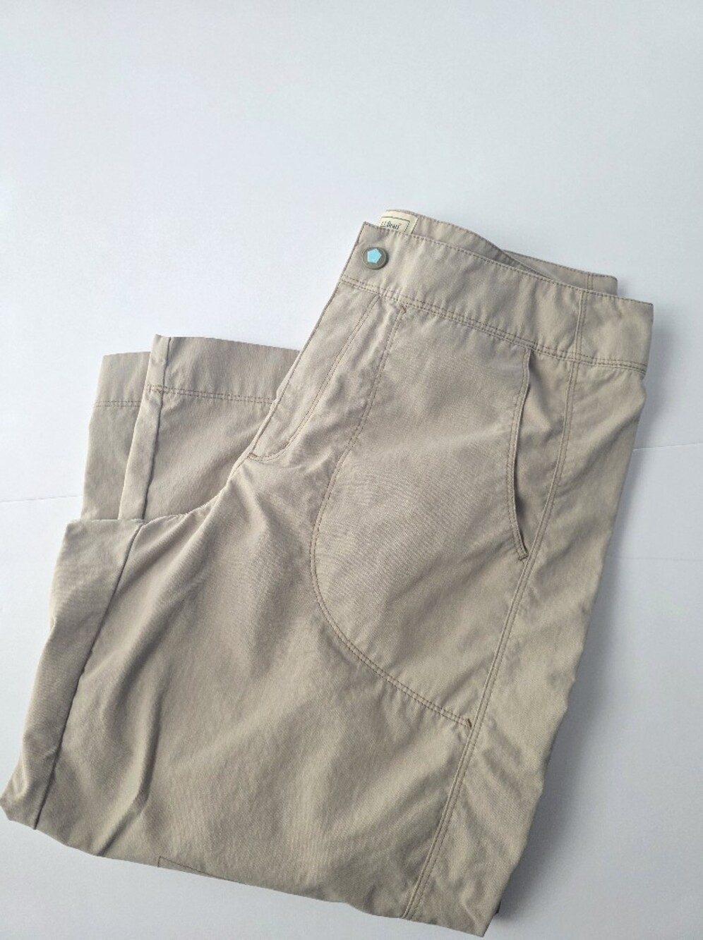 LL Bean Outdoor Hiking Nylon Cotton Blend Pants Women Size 12 Beige